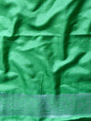 Banarasee Handwoven Semi-Chiffon Saree With Floral Zari Design-Wine & Green