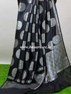 Banarasee Cotton Silk Saree With  Silver Zari Buta & Border-Black