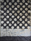 Banarasee Cotton Silk Saree With  Silver Zari Buta & Border-Black