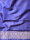 Banarasee Handwoven Semi-Chiffon Saree With Silver Zari Jaal-Blue