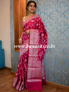 Banarasee Handwoven Semi-Chiffon Saree With Silver Zari Jaal-Pink