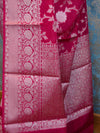 Banarasee Handwoven Semi-Chiffon Saree With Silver Zari Jaal-Pink