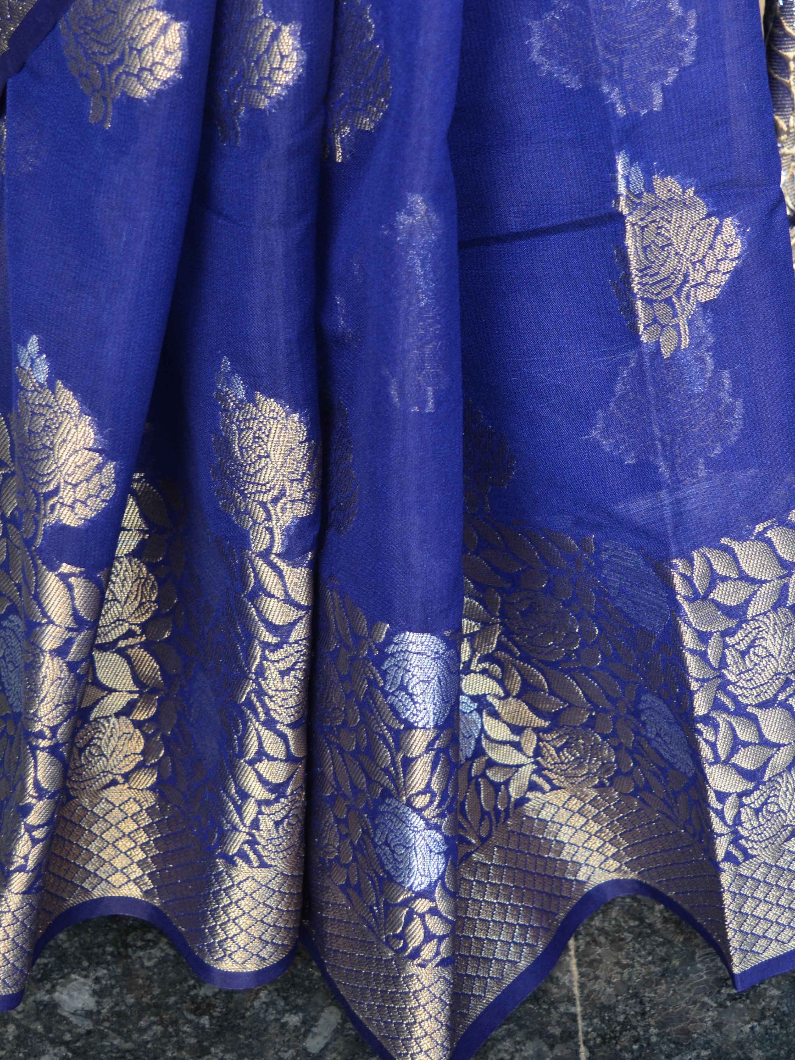 Banarasee Organza Mix Saree With Sona Rupa Zari Buta Design Saree-Blue
