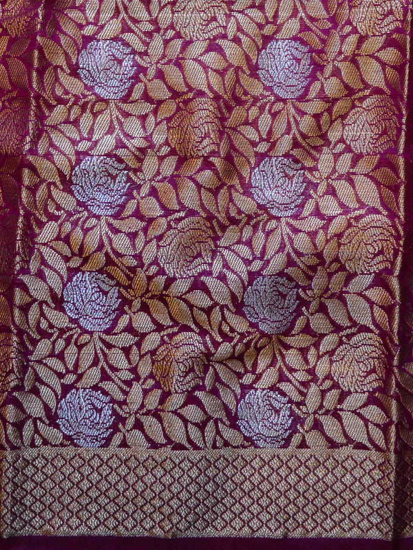 Banarasee Organza Mix Saree With Sona Rupa Zari Buta Design Saree-Magenta