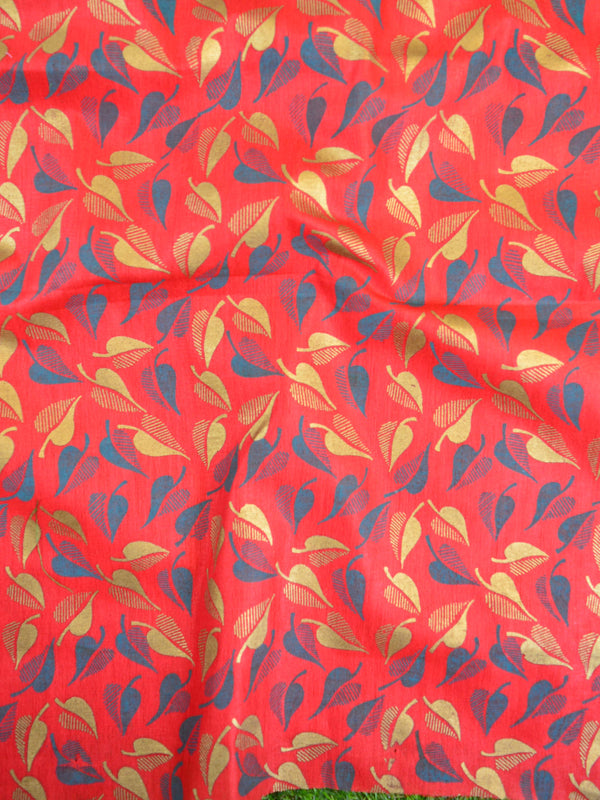 Handloom Block Printed Khadi Cotton Salwar Kameez Dupatta Set-Red & Blue