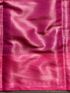 Banarasee Handwoven Semi Silk Saree With Tanchoi & Zari Border Design-Green