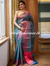 Banarasee Handwoven Semi Silk Saree With Tanchoi & Zari Border Design-Rama Green