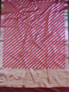 Banarasee Organza Mix Saree With Stripes Design & Zari Border-Pink