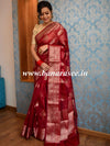 Banarasee Organza Mix Saree With Silver Zari Leaf Buta-Maroon