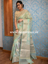 Banarasee Organza Mix Saree With Silver Zari Leaf Buta-Sea Green