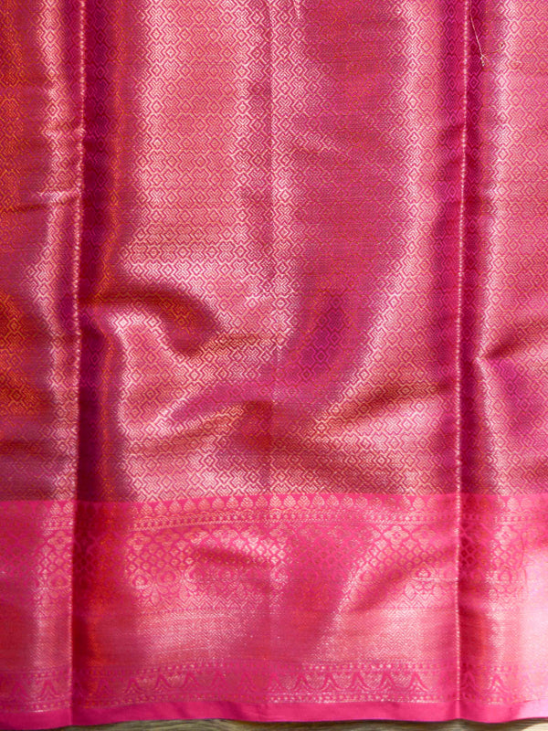 Banarasee Handwoven Semi Silk Saree With Tanchoi & Zari Border Design-Grey