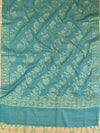 Banarasee Cotton Silk Zari Jaal Dupatta-Green