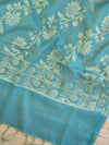 Banarasee Cotton Silk Zari Jaal Dupatta-Green