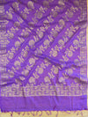 Banarasee Cotton Silk Zari Jaal Dupatta-Violet