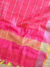 Bhagalpuri Pure Ikkat Kameez With Linen Dupatta-Black & Red