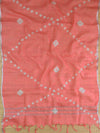 Bhagalpuri Ikkat Kameez With Shibori Dyed Linen Dupatta & Bottom-Purple & Peach