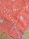 Bhagalpuri Ikkat Kameez With Shibori Dyed Linen Dupatta & Bottom-Purple & Peach