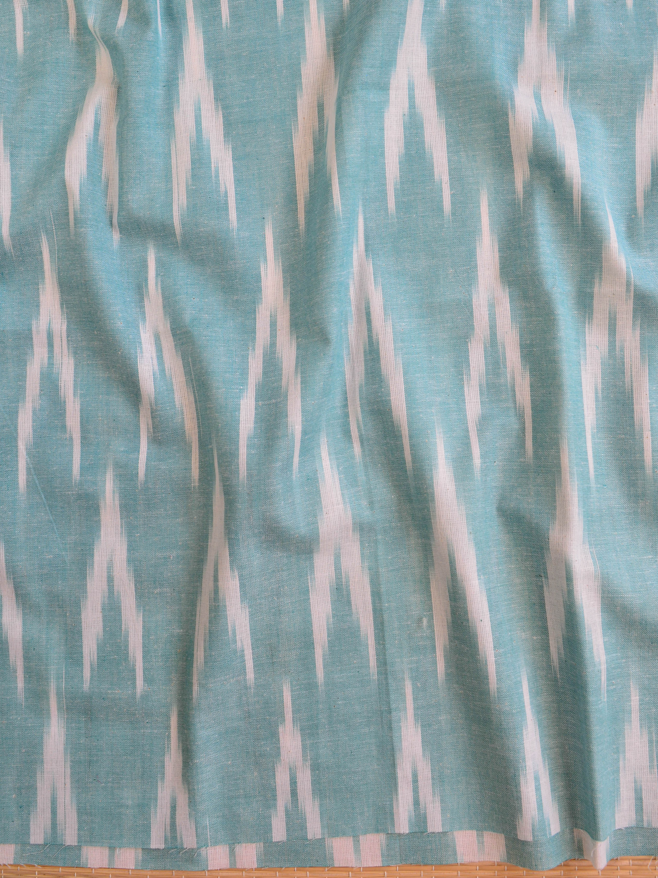 Bhagalpuri Ikkat Kameez With Shibori Dyed Linen Dupatta & Bottom-Green & White
