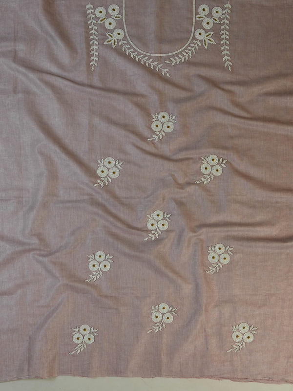 Handwoven Linen Salwar Kameez & Dupatta With Hand-Embroidered Pearl Work-Blush Pink
