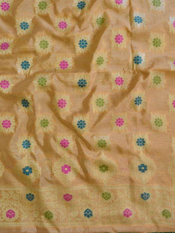 Banarasee Salwar Kameez Glossy Semi Silk Fabric-Beige & Red