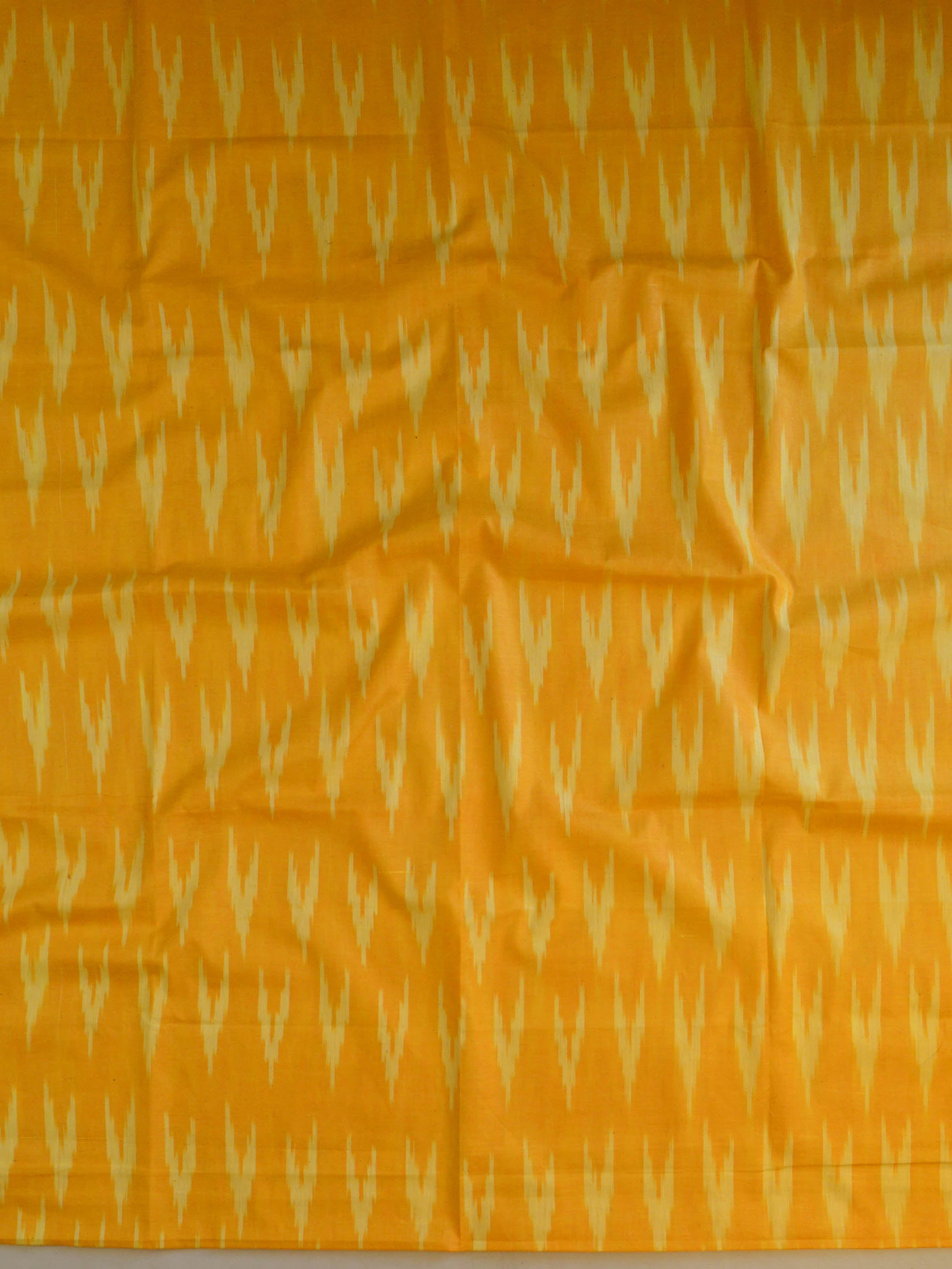Bhagalpuri Pure Ikkat Kameez With Linen Cotton Batik Dupatta-yellow & Red
