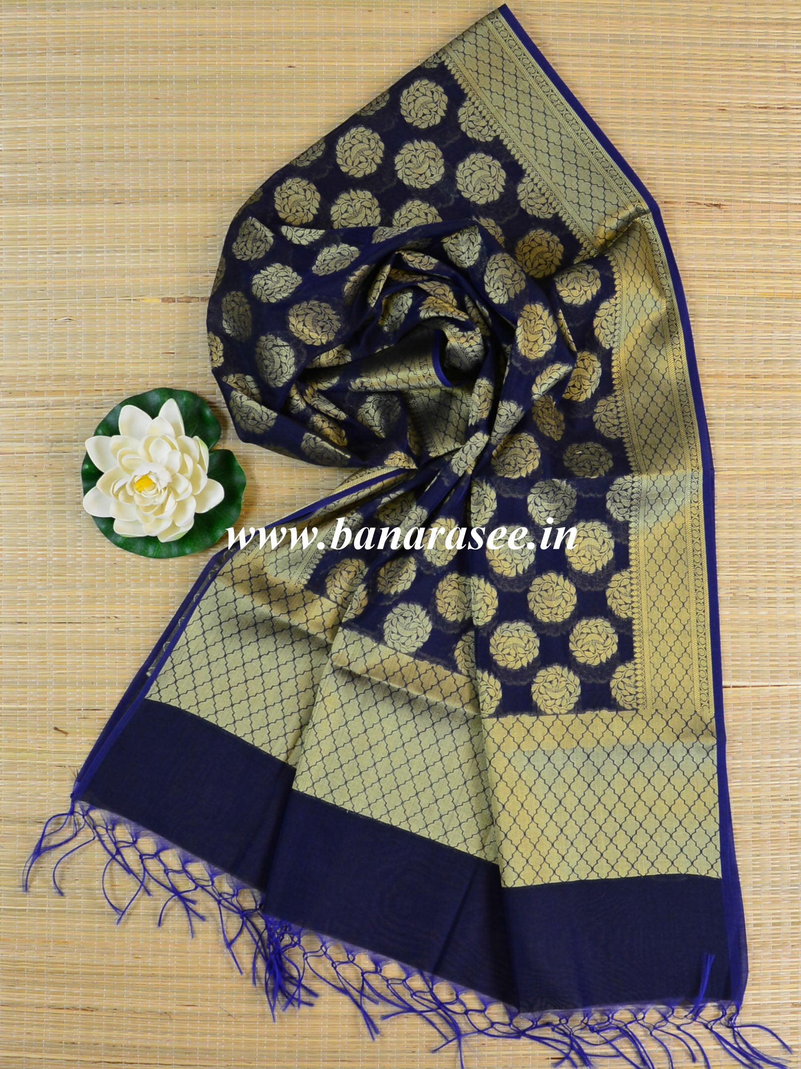 Art Silk Dupatta Buta Design-Deep Blue