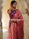 Banarasee Art Silk Buti Design Salwar Kameez Fabric With Contrast Dupatta-Purple & Pink