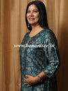 Banarasee Muslin Silk Printed Kurta-Rama Green