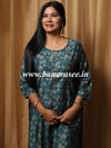Banarasee Muslin Silk Printed Kurta-Rama Green