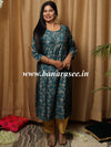 Banarasee Muslin Silk Printed Kurta-Rama Green