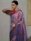 Banarasee Handwoven Soft Semi Silk Saree With Contrast Border Design-Purple (Dual Tone)