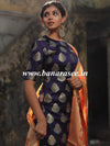 Banarasee Art Silk Buti Design Salwar Kameez Fabric With Contrast Dupatta-Blue & Peach