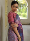 Banarasee Handwoven Soft Semi Silk Saree With Contrast Border Design-Purple (Dual Tone)