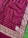 Banarasee Handwoven Semi-Silk Salwar Kameez Fabric With Zari Weaving Design-Maroon & Blue