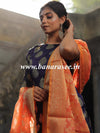 Banarasee Art Silk Buti Design Salwar Kameez Fabric With Contrast Dupatta-Blue & Peach