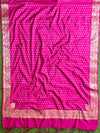 Banarasee Handwoven Semi-Silk Salwar Kameez Fabric With Zari Weaving Design-Yellow & Pink