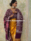 Banarasee Semi Katan Salwar Kameez Dupatta Set With Sona Rupa Zari Work-Yellow & Violet