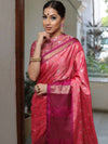 Banarasee Handwoven Soft Semi Silk Saree With Contrast Border Design-Peach