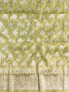Banarasee Handwoven Salwar Kameez Cotton Silk Resham & Zari Jaal Woven Fabric-Yellow