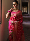 Banarasee Cotton Silk Zari Border & Buta Saree-Pink