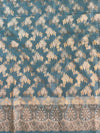 Banarasee Handwoven Salwar Kameez Cotton Silk Resham & Zari Jaal Woven Fabric-Blue