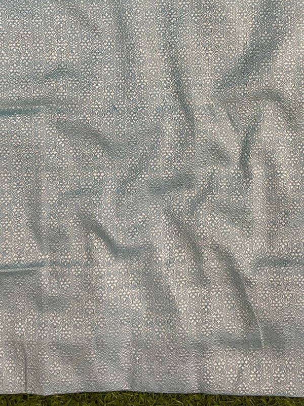 Banarasee Handwoven Salwar Kameez Cotton Silk Resham & Zari Jaal Woven Fabric-Blue