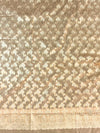 Banarasee Handwoven Salwar Kameez Cotton Silk Resham & Zari Jaal Woven Fabric-Peach