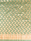 Banarasee Handwoven Salwar Kameez Cotton Silk Resham & Zari Buta Woven Fabric-Green