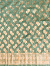Banarasee Handwoven Salwar Kameez Cotton Silk Resham & Zari Buta Woven Fabric-Green