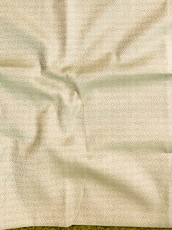 Banarasee Handwoven Salwar Kameez Cotton Silk Resham & Zari Buta Woven Fabric-Green