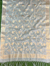Banarasee Handwoven Salwar Kameez Cotton Silk Resham & Zari Buta Woven Fabric-White