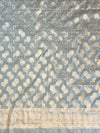 Banarasee Handwoven Salwar Kameez Cotton Silk Resham & Zari Buta Woven Fabric-White