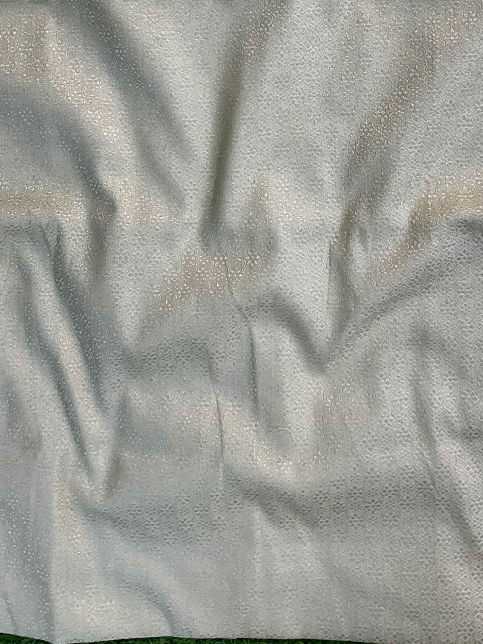 Banarasee Handwoven Salwar Kameez Cotton Silk Resham & Zari Buta Woven Fabric-White