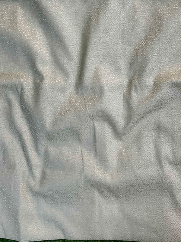 Banarasee Handwoven Salwar Kameez Cotton Silk Resham & Zari Buta Woven Fabric-White